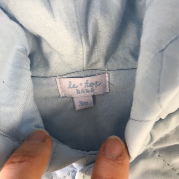 Le Top Bebe Hooded Jacket Quilted Light Blue 3M - Picture 3 of 4